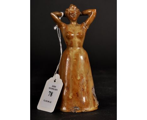 Alfred Jean Halou (1875-1939) French. A Lady Putting up her Hair, Glazed Ceramic, Incised Signature and Dated 1901, 5.25" x 2