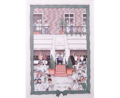 20th Century English School. "San Lorenzo", Lithograph, 20" x 14.25".