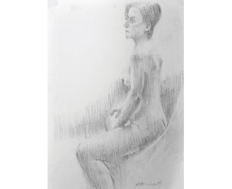 20th Century English School. Study of a Naked Model, Pencil, Indistinctly Signed "Val H...." and Dated '98, Unframed, 23.5" x