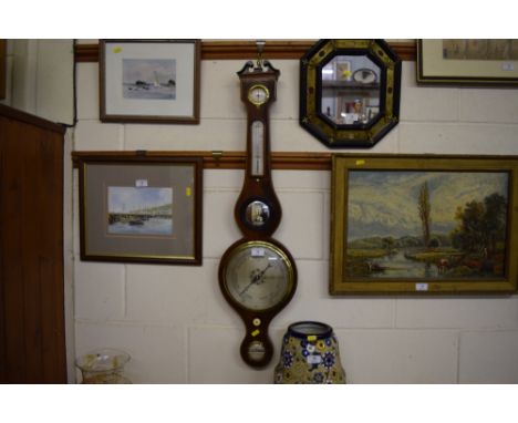 A 19th Century mahogany banjo barometer by F Aprile of Newmarket 
