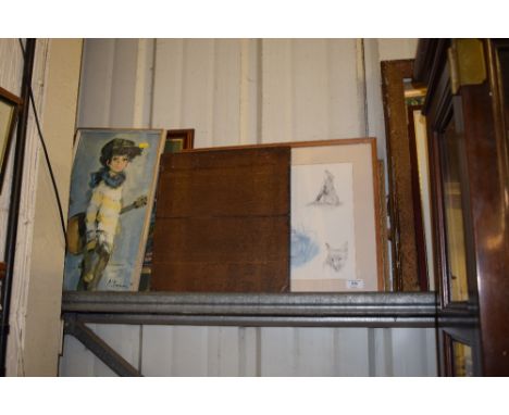 A photographic print of Marilyn Monroe together with a text on board entitled "In Congress, July 1776"; a coloured print of f
