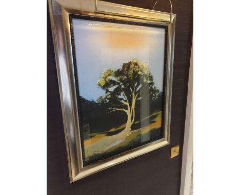 Landscape Lithograph Print Framed Depicting A Tree 62 x 76cm (Room 741)