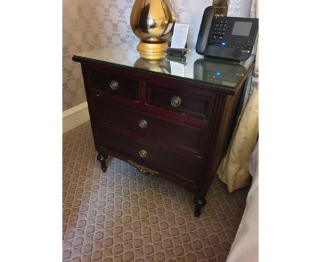 A Pair Four Drawer Mirrored Top Commode Chests Raised By Four Block Feet With A Square Carved Motif And Scrolled Movement Abo