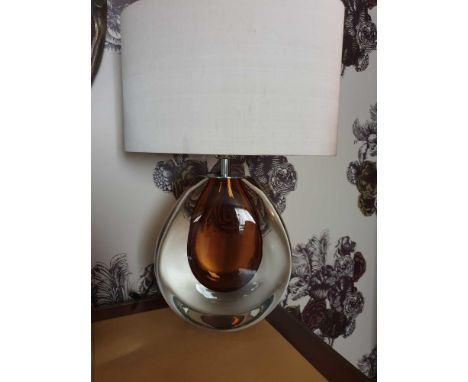 Heathfield And Co Mia Table Lamp Mouth-Blown Glass Features An Intense Drop Of Colour And A Satin Shade 50cm Tall (Room 738)