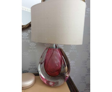 Heathfield And Co Mia Table Lamp Mouth-Blown Glass Features An Intense Drop Of Colour And A Satin Shade 50cm Tall (Room 721)
