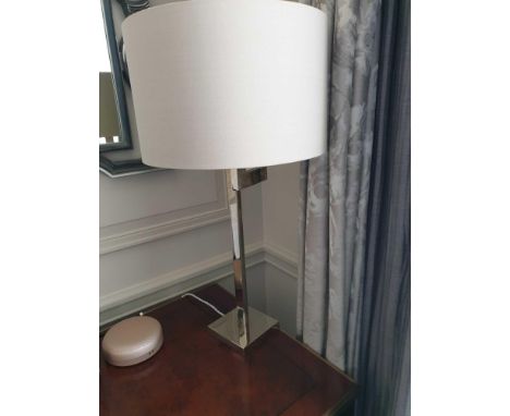  A Pair Porta Romana SLD36 Polished Nickel Swivel Arm Table Lamp With Shade 65cm (Room 723 &amp; 724)