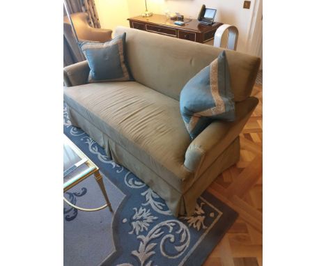 Donghia Classic Upholstered 3 Seater Sofa In Light Brown Fabric Complete With Scatter Cushions 230 x 84 x 84cm (Room 704 &amp