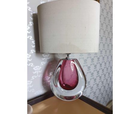 Heathfield And Co Mia Table Lamp Mouth-Blown Glass Features An Intense Drop Of Colour And A Satin Shade 50cm Tall (Room 710 &