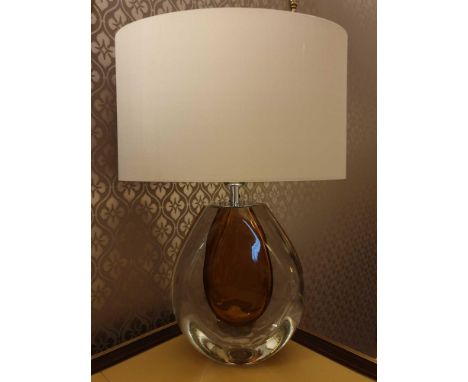 Heathfield And Co Mia Table Lamp Mouth-Blown Glass Features An Intense Drop Of Colour And A Satin Shade 50cm Tall (Room 727)