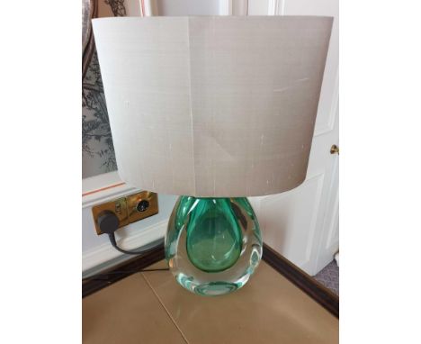 Heathfield And Co Mia Table Lamp Mouth-Blown Glass Features An Intense Drop Of Colour And A Satin Shade 50cm Tall (Room 706 7