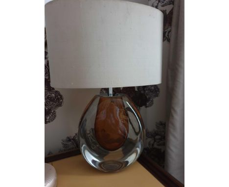 Heathfield And Co Mia Table Lamp Mouth-Blown Glass Features An Intense Drop Of Colour And A Satin Shade 50cm Tall (Room 740)