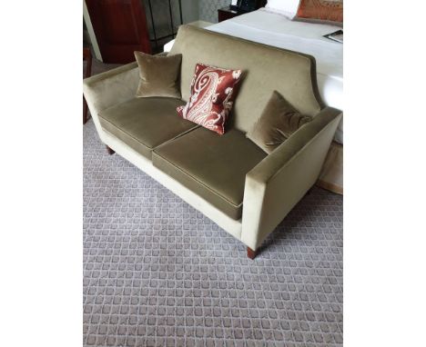 Donghia Classic Two Seater Sofa Upholstered In Brown Taupe Complete With Scatter Cushions 146 x 90 x 85cm (Room 721)