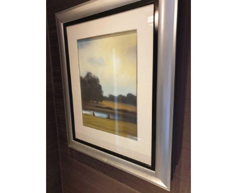 Lithograph Print Park Scene With 5 Figures Framed 80 x 60cm (Room 715)