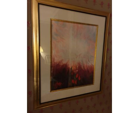 Abstract Lithograph Flame Clouds Framed 71 x 86cm (Room 726)