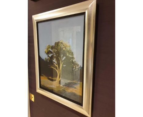 Landscape Lithograph Print Framed Depicting A Tree 62 x 76cm (Room 727)