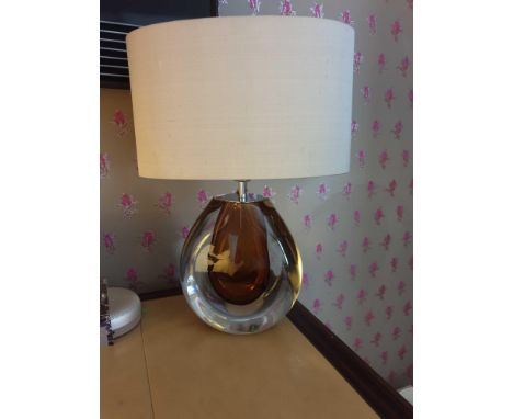  Heathfield And CO Mia Table Lamp Mouth-Blown Glass Features An Intense Drop Of Colour And A Satin Shade 50cm Tall (Room 737)