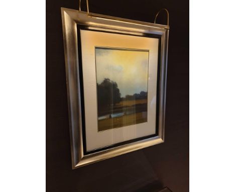 Lithograph Print Park Scene With 5 Figures Framed 80 x 60cm (Room 728)