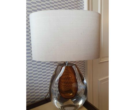 Heathfield And Co Mia Table Lamp Mouth-Blown Glass Features An Intense Drop Of Colour And A Satin Shade 50cm Tall (Room 722)