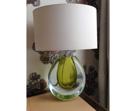 Heathfield And Co Mia Table Lamp Mouth-Blown Glass Features An Intense Drop Of Colour And A Satin Shade 50cm Tall (Room 720)