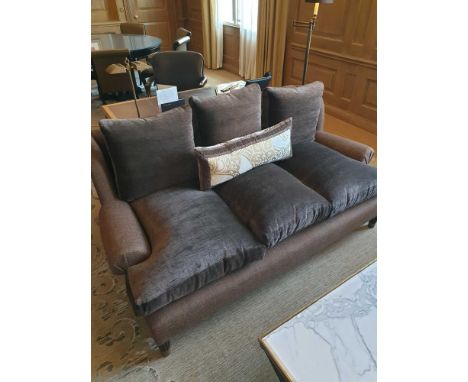 Donghia Classic Upholstered 3 Seater Sofa In Light Brown Fabric Complete With Scatter Cushions 190 x 100 x 84cm (Room 710 &am