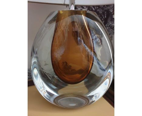 Heathfield And Co Mia Table Lamp Mouth-Blown Glass Features An Intense Drop Of Colour And A Satin Shade 50cm Tall (Room 741)