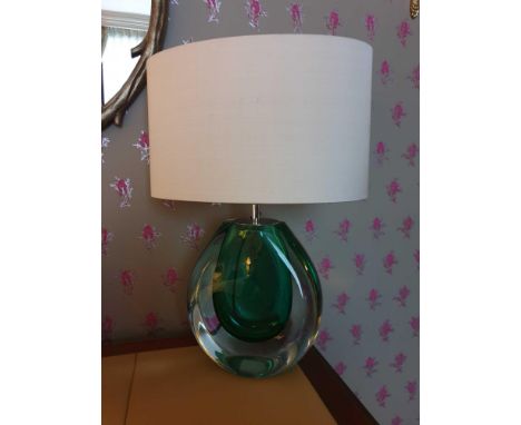 Heathfield And Co Mia Table Lamp Mouth-Blown Glass Features An Intense Drop Of Colour And A Satin Shade 50cm Tall (Room 726)
