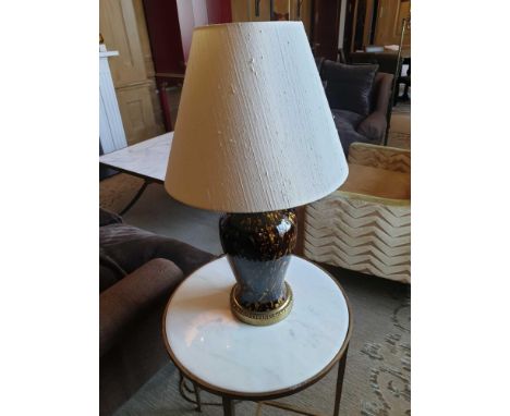 Heathfield And Co Ceramic Table Lamp Brown And Copper Pattern Brass Textured Base 75cm (Room 710 &amp; 711)