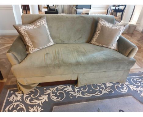 Classic Upholstered 3 Seater Sofa In Light Brown Fabric Complete With Scatter Cushions 190 x 100 x 84cm (Room 702 &amp; 703)