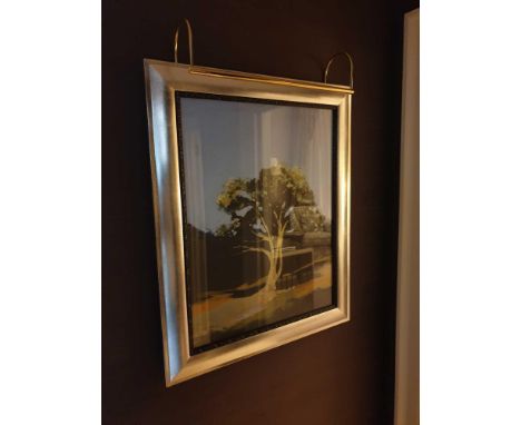 Landscape Lithograph Print Framed Depicting A Tree 62 x 76cm (Room 739)
