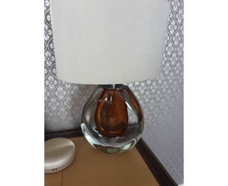 Heathfield And Co Mia Table Lamp Mouth-Blown Glass Features An Intense Drop Of Colour And A Satin Shade 50cm Tall (Room 730)