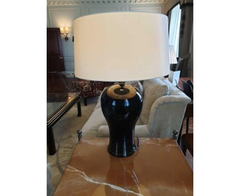 A Pair Of Heathfield And Co Pithos Ceramic Table Lamp With Cream Shade 75cm (Room 706 707)
