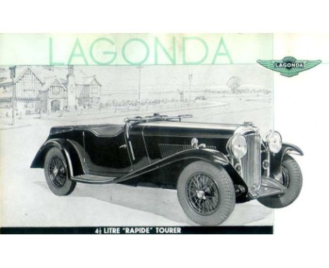 Lagonda, 1935 Sales catalogue illustrating and describing their range.  16/80, 3-litre, 3 1/2 litre, 4 1/2 litre, including t