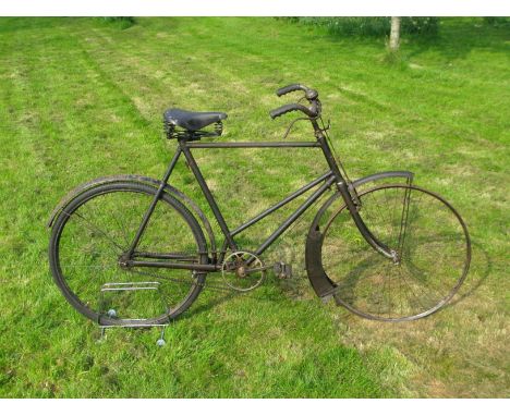 *Royal Enfield Gentleman's 'Braced Frame' bicycle with a 24 1/2-inch frame,  28-inch wired-edge wheels, up-turned handlebars 
