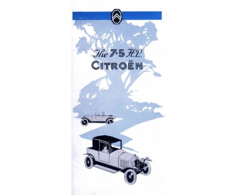 Citro‰n. A 16pp brochure promoting the 'Twelve' and 'Light Fifteen'.  A 1923 16pp vertical style brochure promoting the 11.4h