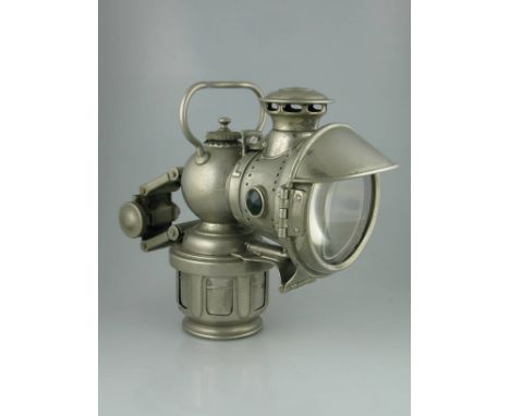 *A 1913 'K.O.R.A.' No 264-acetylene gas lamp by J. Lucas Ltd.  Nickel-plated first pattern lamp with correct reflector, carry
