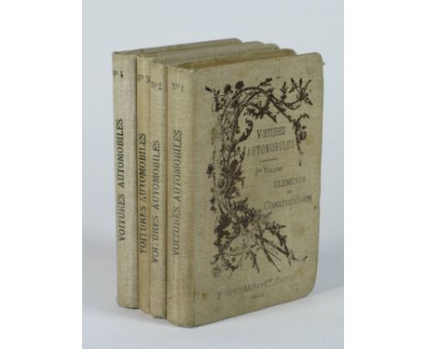 Voitures Automobiles. A four-volume small 8vo hardback set in French with light brown cloth covers with brown decoration to t