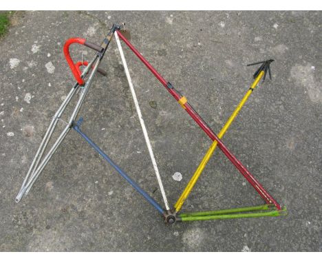 *A Dursley Pedersen Bicycle Frame and forks, size 4, with handlebars, seat harp, springs and stays. Numbered 7354.  It appear