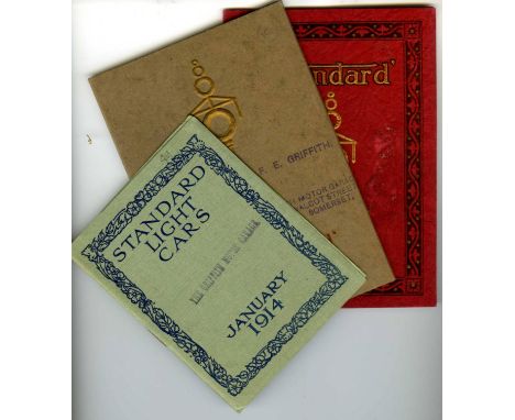 Standard Light Cars. Three booklets, a 16pp publication dated January 1914,  promoting the factory cars; a red and gilt folde