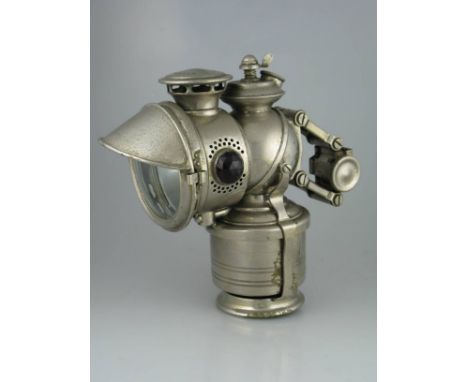 *A c1905 'Acetyphote' a rare first pattern acetylene gas lamp by J. Lucas Ltd.  Nickel-plated with its correct reflector, wat