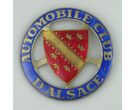 *Automobile Club d'Alsace. A large, grille-mounted full membership badge, dating circa 1920,  being the rare first version, h