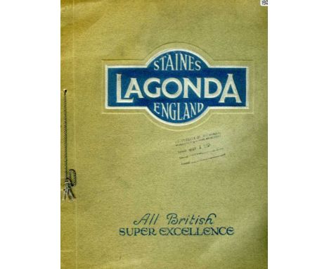 Lagonda, 1929 brochure illustrating and describing the 14/60, 16/65 and 3-litre models.  Standard, semi-sports and speed mode