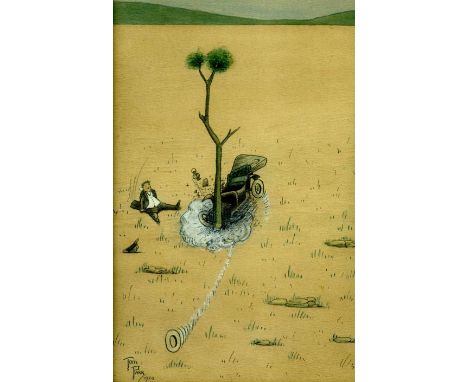 *Tom Parr - Cartoon Drawing. A framed and glazed pen-and-ink and coloured drawing on card, dated 1920,  signed by the artist 