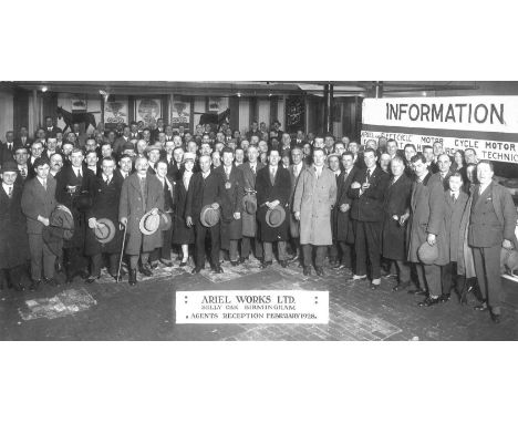 *Ariel Works Ltd. A monochrome photograph of the 'Agents Reception at Selly Oak - 1928',  21 x 28cms, together with a good co