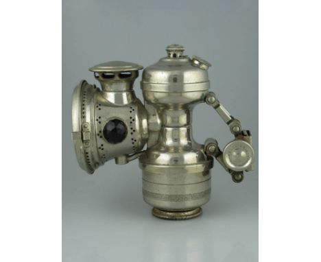 *A c1906 'Calcia' acetylene gas lamp by J. Lucas Ltd.  A rare lamp, manufactured for little more than 2 years. Nickel-plated 