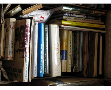 Brooklands. A box of books relating to the motor racing course and the Brooklands Society,  including: A history of Brookland