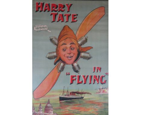 *Harry Tate in 'Flying'. A large, framed and glazed, colour-printed vertical format poster,  apparently copied from an origin