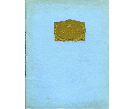 Bentley - Again 1928. A 29pp, Le Mans 24-hour race successes brochure,  cord-tied gilt-embossed light blue card covers, descr