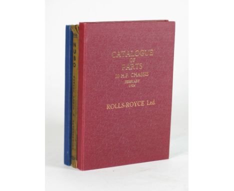 Rolls-Royce. A catalogue of parts for the 20hp dated February 1924,  bound in red cloth, 241pp. Also, a similar title for the