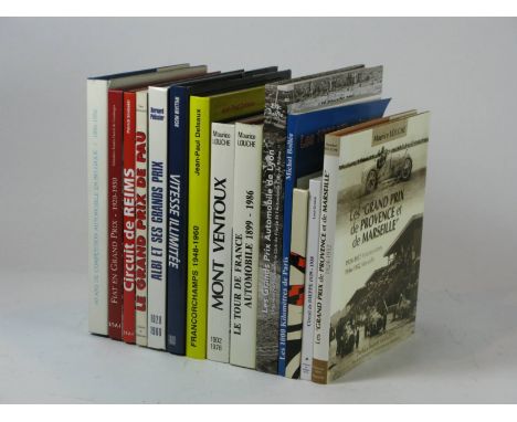 French Motor Racing. An excellent selection of fourteen mainly large format hardback volumes in their DJs and with French tex