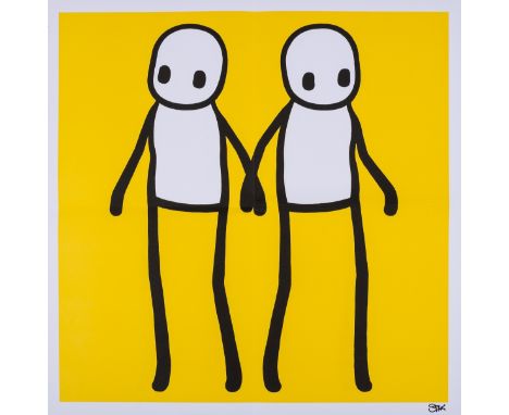δ STIK (b.1979)Holding Hands (Yellow)Offset lithograph printed in colours, 2020, signed in black felt tip pen, on wove paper,